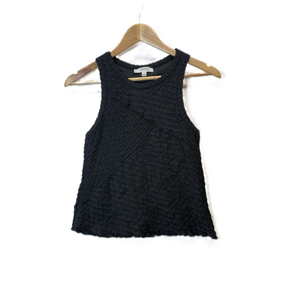 Atelier by Kirious Black Textured Tank Top Womens Medium Sleeveless Stretch Knit
